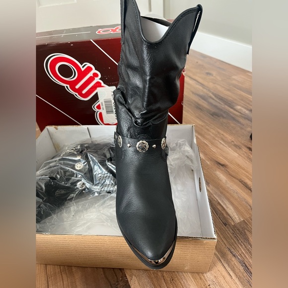 Dingo Women’s 10 Wide Black Pig Leather Western Boots Olivia Harness Cowgirl NIB - Picture 7 of 13